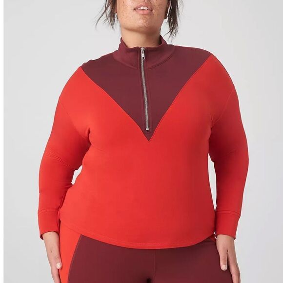 NWOT LIVI Cozy Soft Half-Zip Colorblock Cropped Pullover Adrenaline Rush 22/24 - Picture 1 of 11